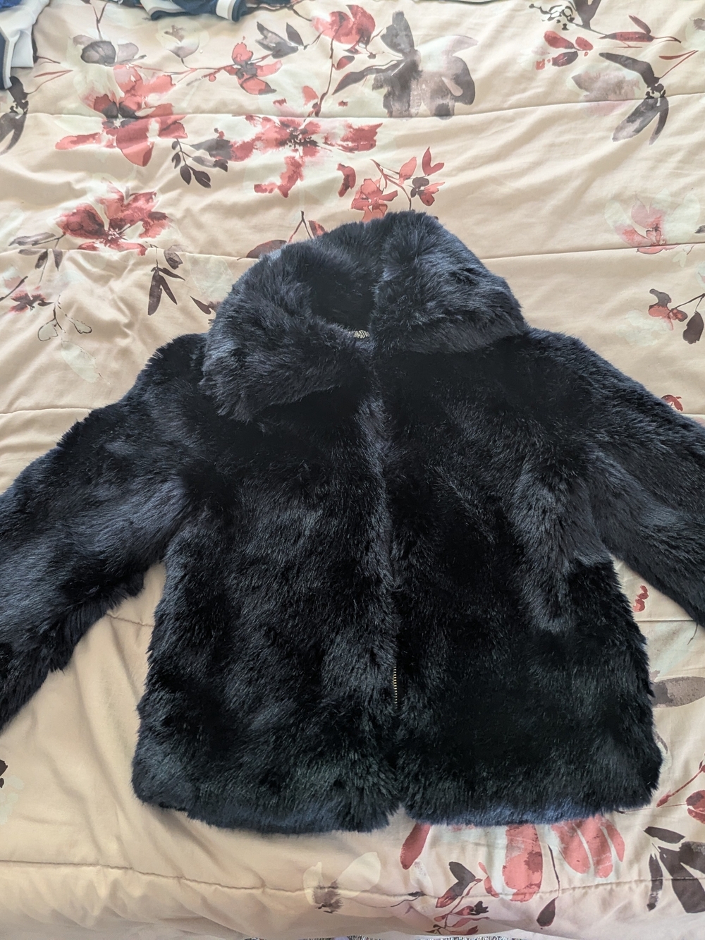 Reformation Black Faux Fur Teddy Jacket